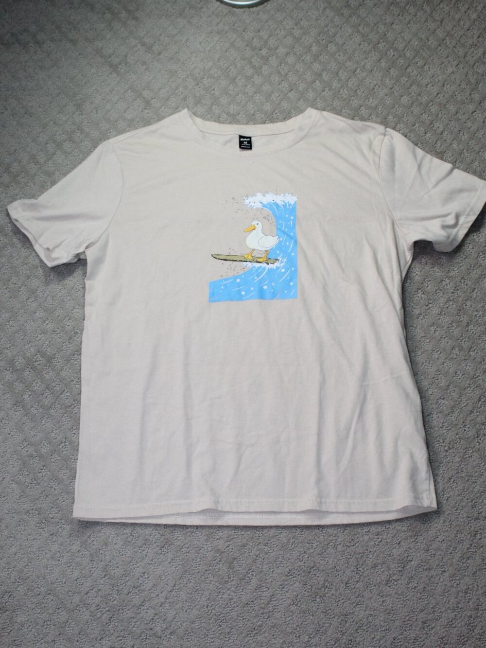 Romwe Size M Beige Surfing Duck Short Sleeve T-Shirt